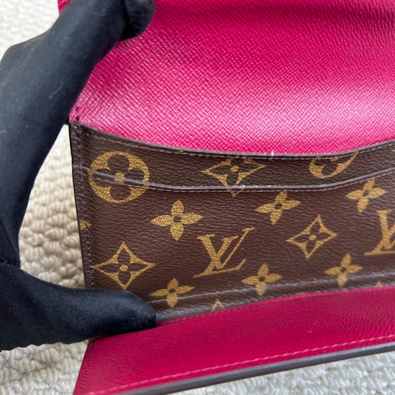 LV路易威登老花玫紅豆按扣二合一三折長款錢包 卡位多 容量足-20