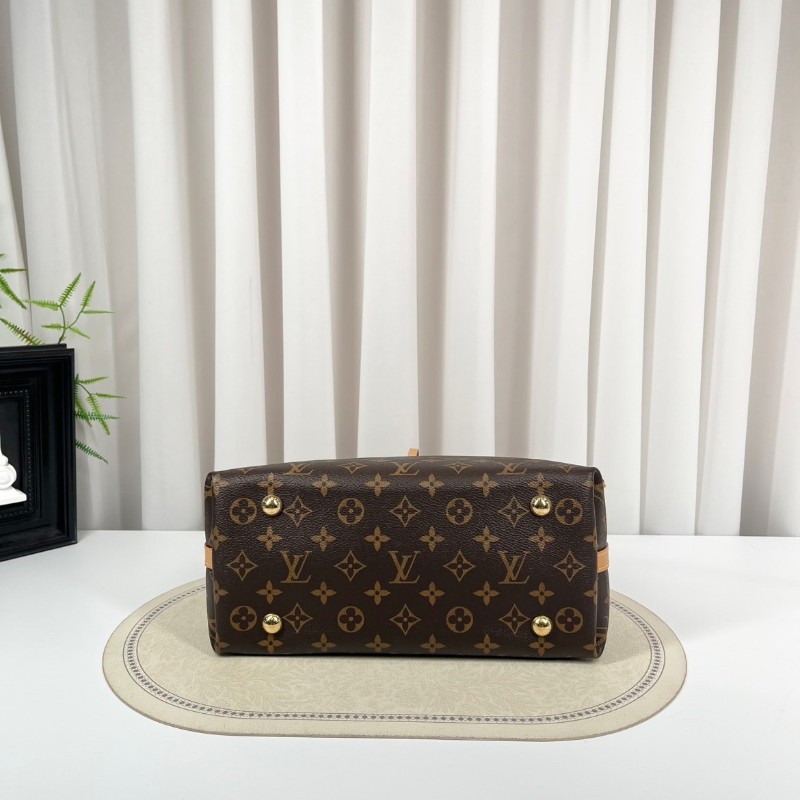 ghh bj zzz LV路易威登  芯片款 Carryall PM小号子母包 经典老花满印购物袋 涂层帆布拼牛皮饰边 手提单肩包托特包 女款 棕色-11