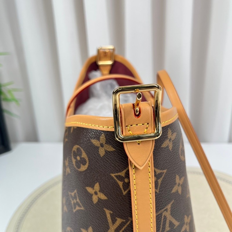 ghh bj zzz LV路易威登  芯片款 Carryall PM小号子母包 经典老花满印购物袋 涂层帆布拼牛皮饰边 手提单肩包托特包 女款 棕色-12