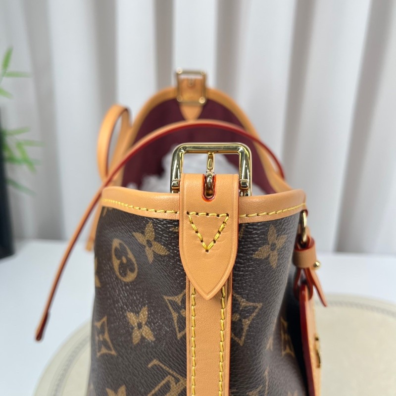 ghh bj zzz LV路易威登  芯片款 Carryall PM小号子母包 经典老花满印购物袋 涂层帆布拼牛皮饰边 手提单肩包托特包 女款 棕色-16