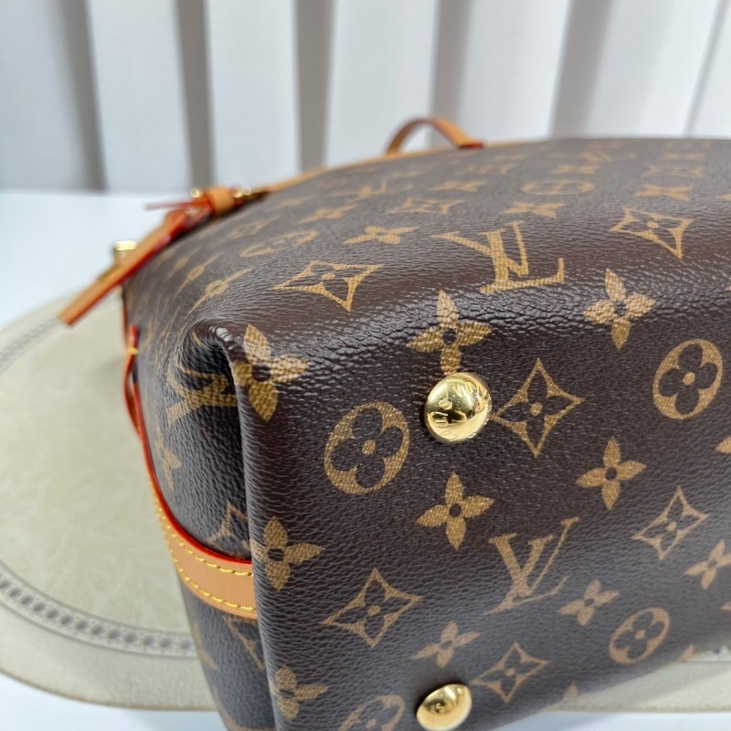 ghh bj zzz LV路易威登  芯片款 Carryall PM小号子母包 经典老花满印购物袋 涂层帆布拼牛皮饰边 手提单肩包托特包 女款 棕色-17