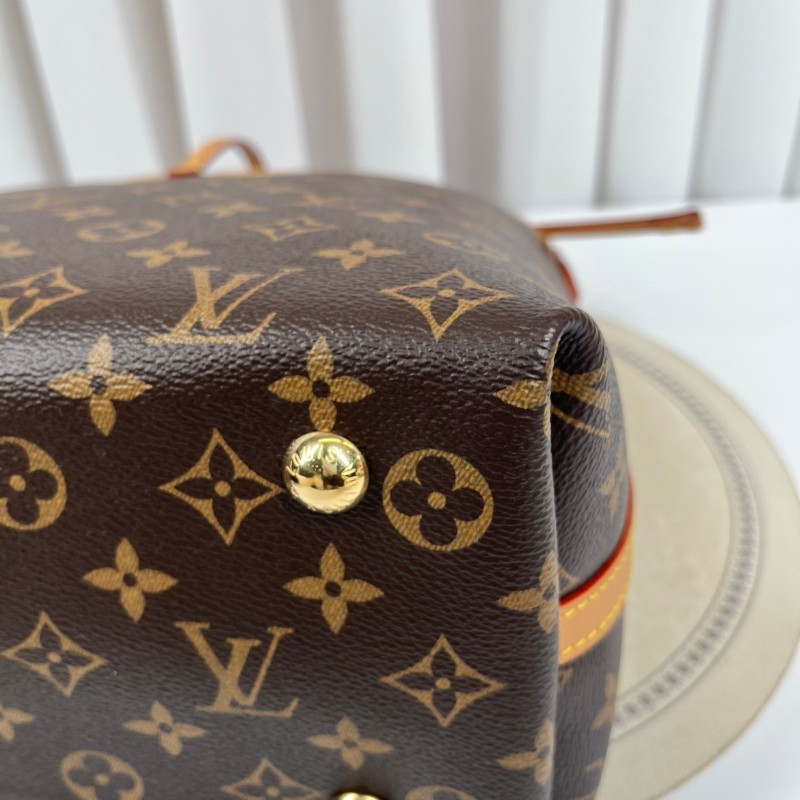 ghh bj zzz LV路易威登  芯片款 Carryall PM小号子母包 经典老花满印购物袋 涂层帆布拼牛皮饰边 手提单肩包托特包 女款 棕色-19