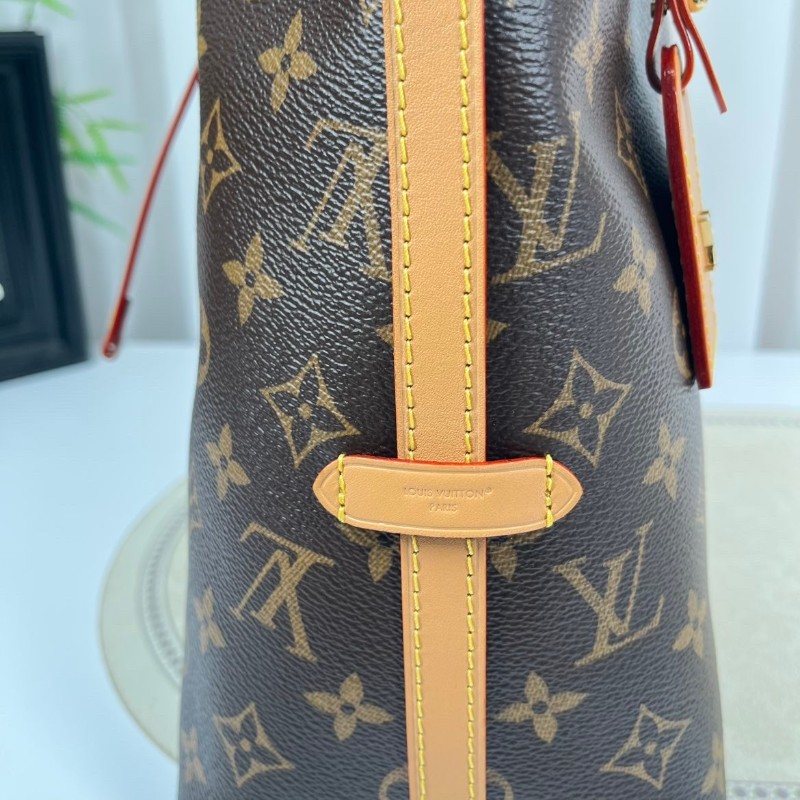 ghh bj zzz LV路易威登  芯片款 Carryall PM小号子母包 经典老花满印购物袋 涂层帆布拼牛皮饰边 手提单肩包托特包 女款 棕色-20