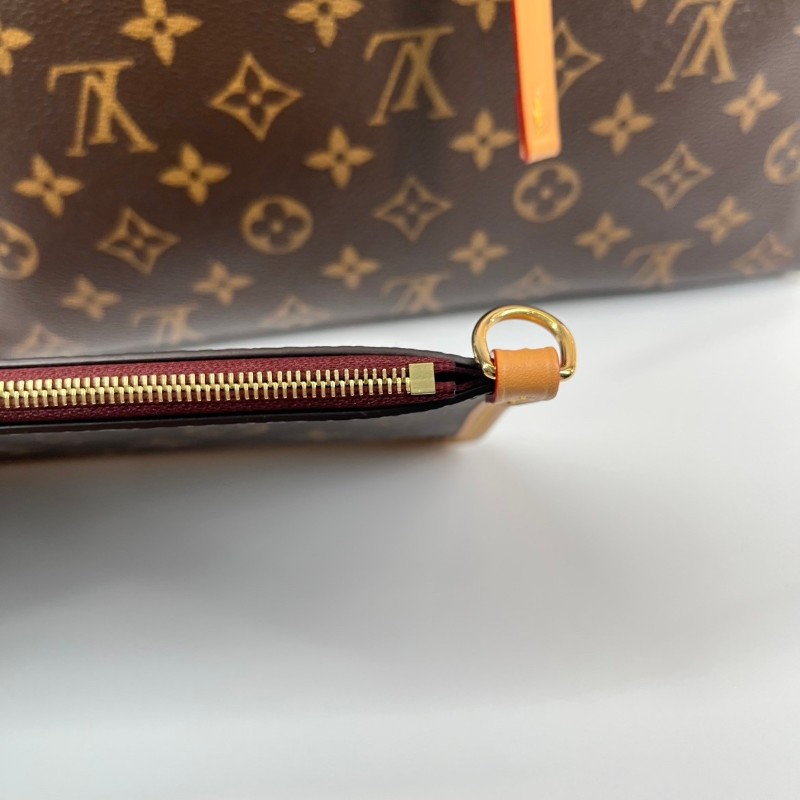 ghh bj zzz LV路易威登  芯片款 Carryall PM小号子母包 经典老花满印购物袋 涂层帆布拼牛皮饰边 手提单肩包托特包 女款 棕色-22