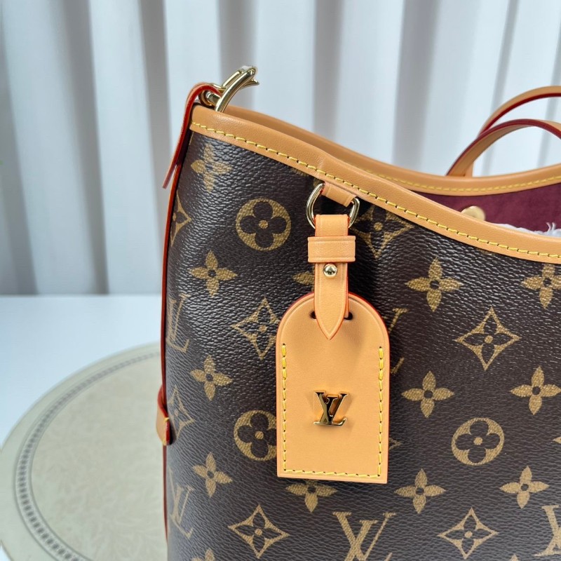 ghh bj zzz LV路易威登  芯片款 Carryall PM小号子母包 经典老花满印购物袋 涂层帆布拼牛皮饰边 手提单肩包托特包 女款 棕色-24