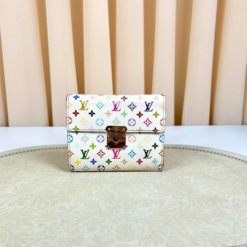 LV Louis Vuitton路易威登白三彩錢包-0