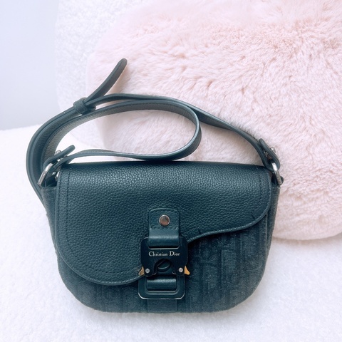 Dior saddle mini 黑色老花馬鞍包/郵差包