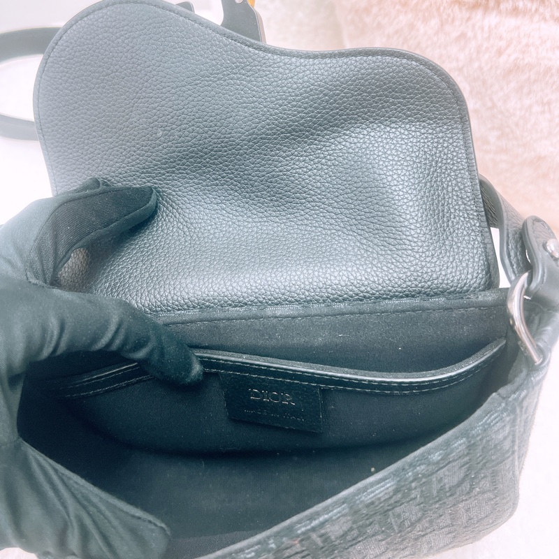Dior saddle mini 黑色老花馬鞍包/郵差包-12