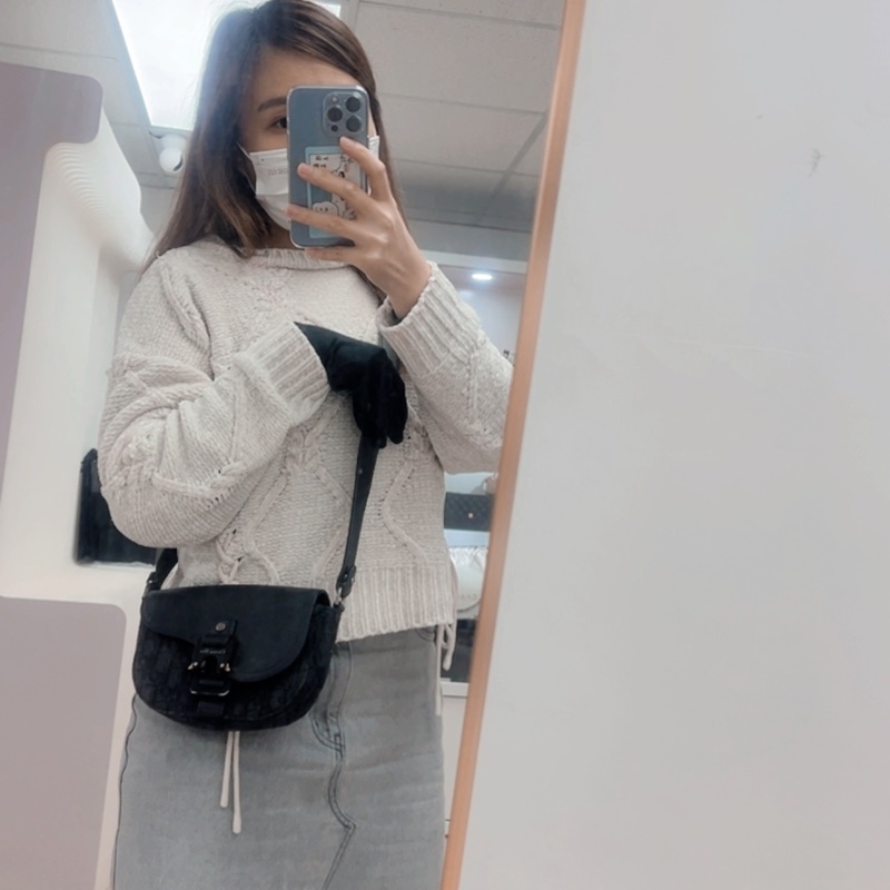 Dior saddle mini 黑色老花馬鞍包/郵差包-13