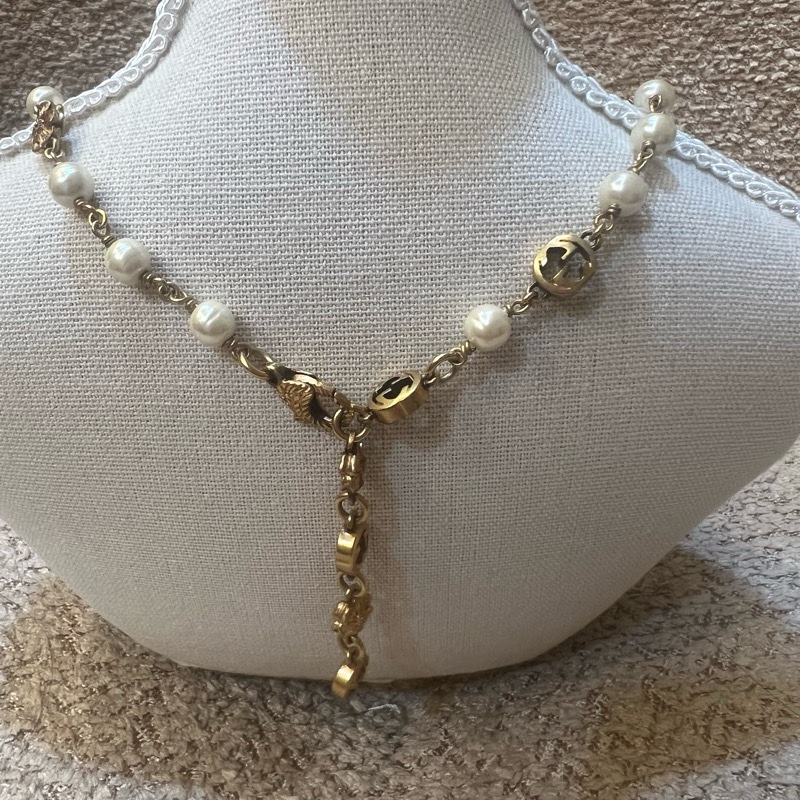 GUCCI復古金珍珠項鍊-1