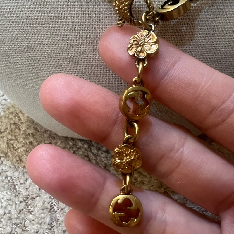 GUCCI復古金珍珠項鍊-2