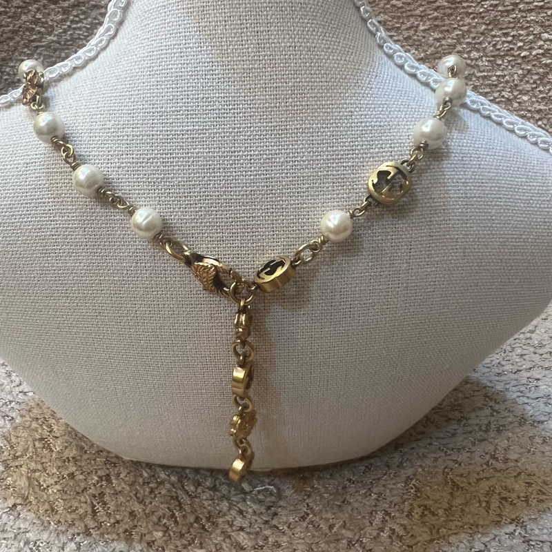 GUCCI復古金珍珠項鍊-6