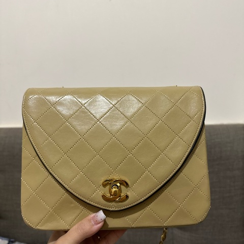 Chanel vintage 0開 奶茶色信封包