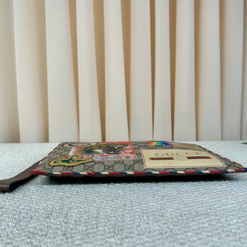 Gucci古馳老花虎頭飛碟刺繡  附帶獨特徽章設計 經典款式 時尚百搭 包身虎頭+拼貼設計 細節很特別 拉鏈正常-4