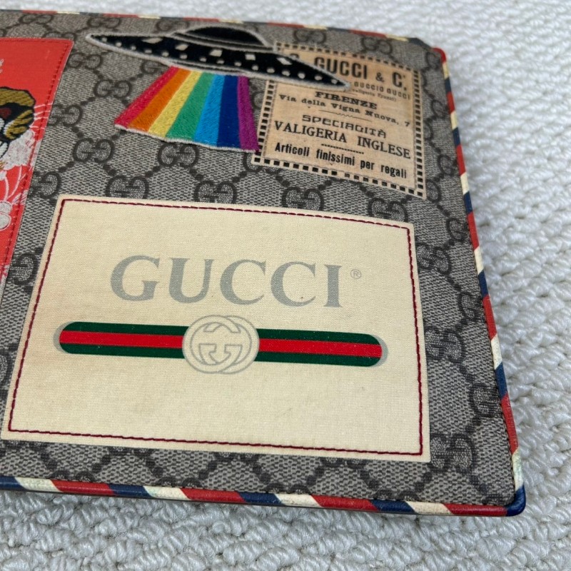 Gucci古馳老花虎頭飛碟刺繡  附帶獨特徽章設計 經典款式 時尚百搭 包身虎頭+拼貼設計 細節很特別 拉鏈正常-14
