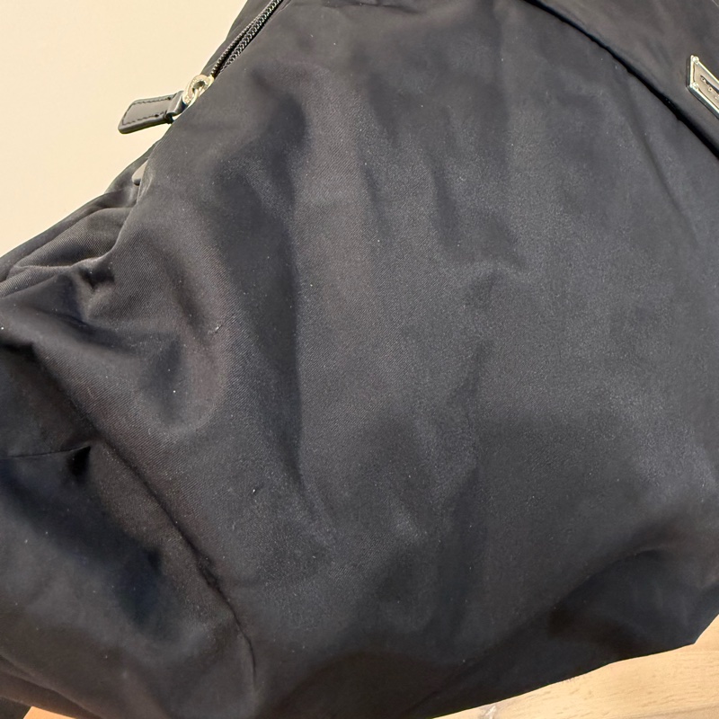 agnes b voyage logo雙層重磅尼龍黑色後背包-13