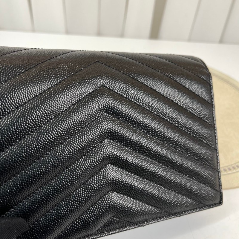 聖羅蘭YSL  黑金魚子醬 woc信封包鏈條包-11