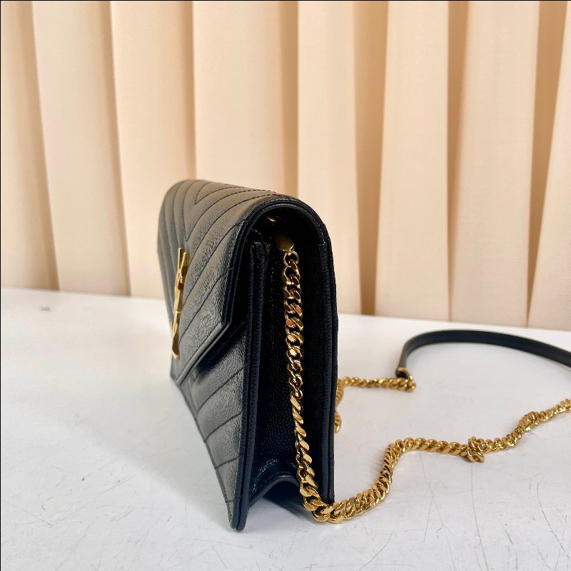 聖羅蘭YSL  黑金魚子醬 woc信封包鏈條包-24