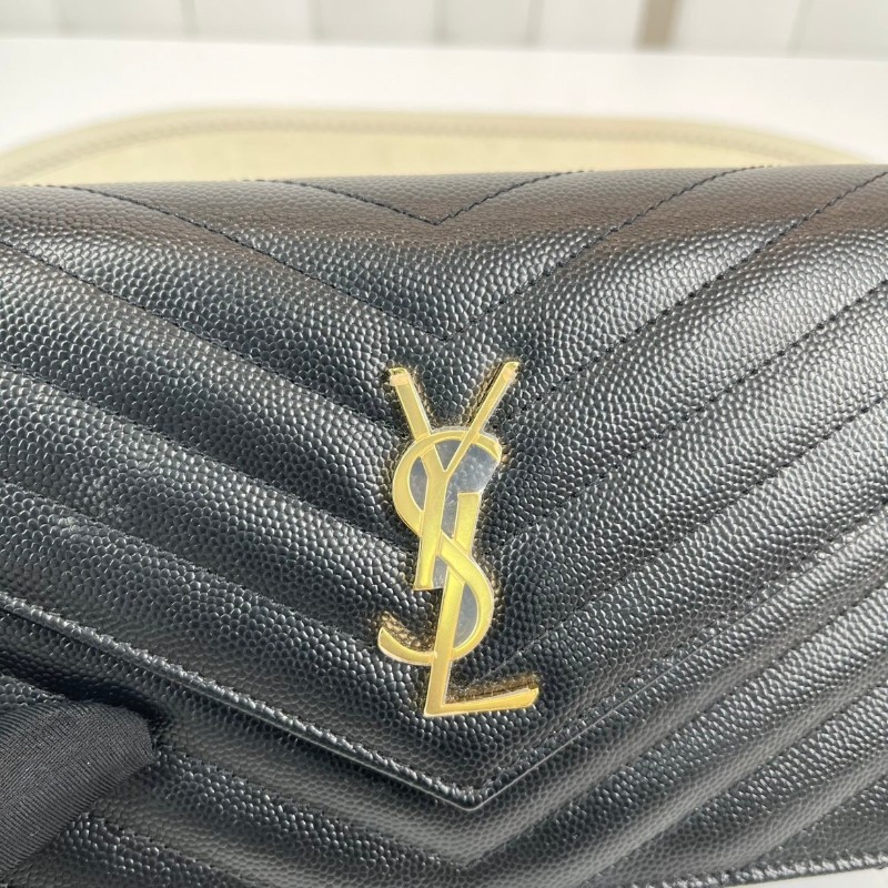 聖羅蘭YSL  黑金魚子醬 woc信封包鏈條包-28
