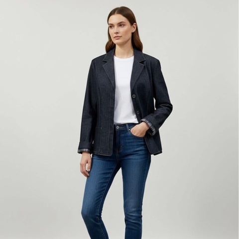 BURBERRY 倫敦 滿版格紋牛仔外套