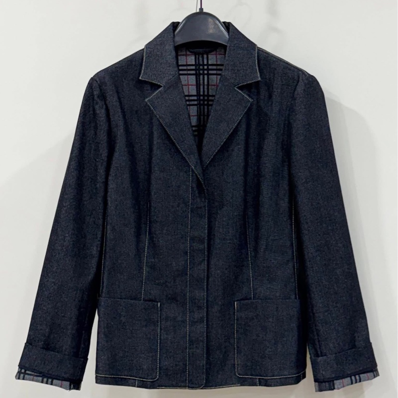 BURBERRY 倫敦 滿版格紋牛仔外套-1