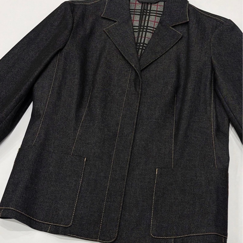 BURBERRY 倫敦 滿版格紋牛仔外套-5