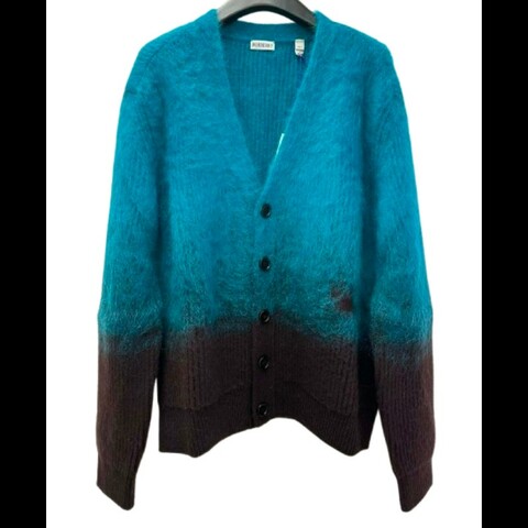 Burberry 雙色馬海毛羊毛混紡開襟衫 男款L 碼