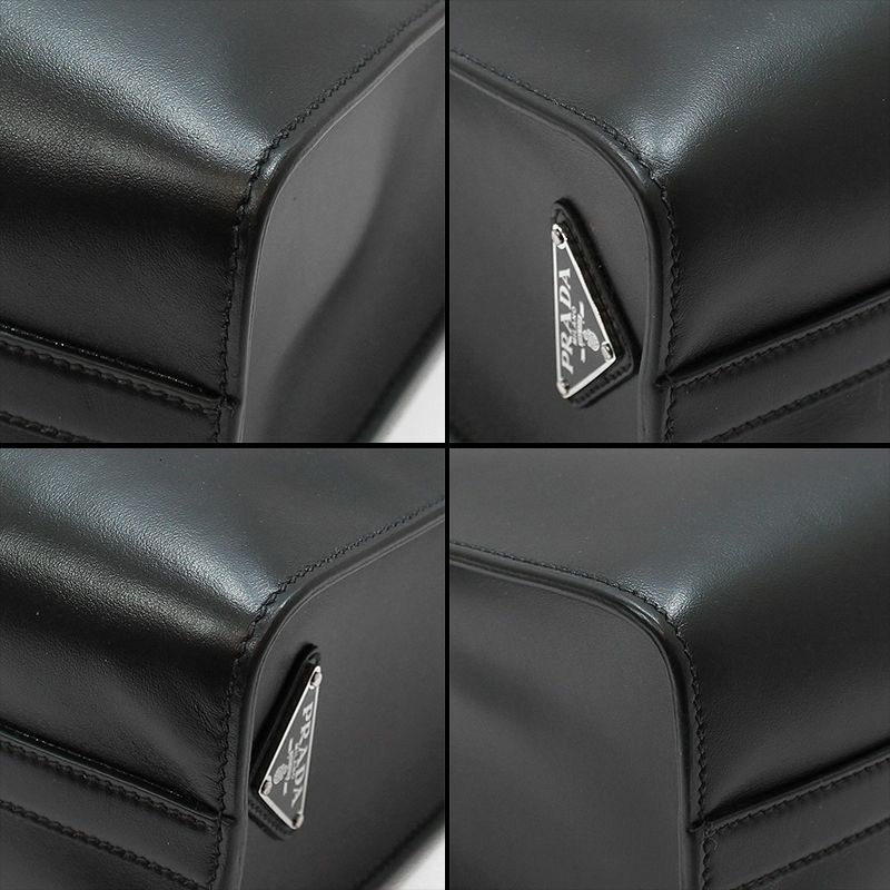 【包稅】PRADA 1BA332 黑色柔軟小牛皮三角形標誌單肩斜背包-11