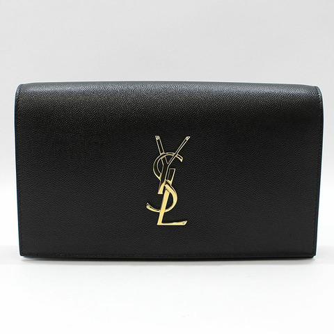 【包稅】SAINT LAURENT 400409 黑色魚子醬金色字母組合手拿包