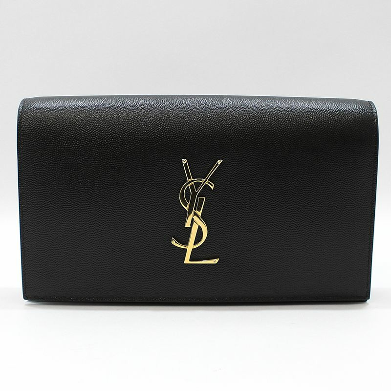 【包稅】SAINT LAURENT 400409 黑色魚子醬金色字母組合手拿包-0