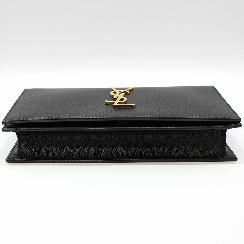 【包稅】SAINT LAURENT 400409 黑色魚子醬金色字母組合手拿包-4