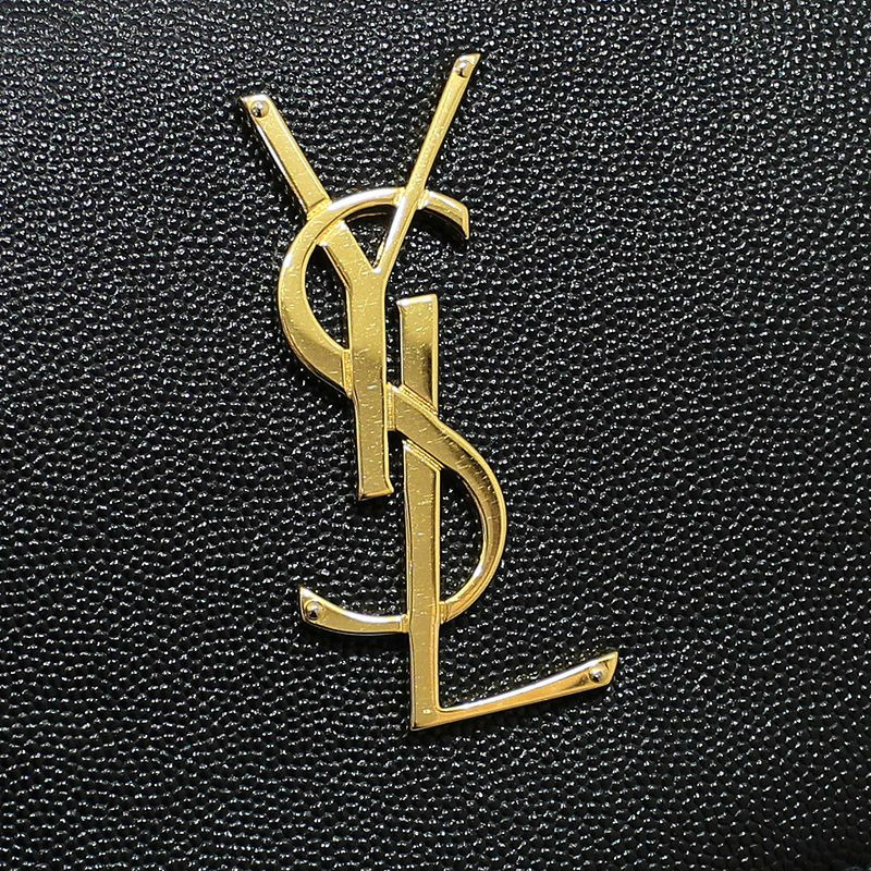 【包稅】SAINT LAURENT 400409 黑色魚子醬金色字母組合手拿包-8