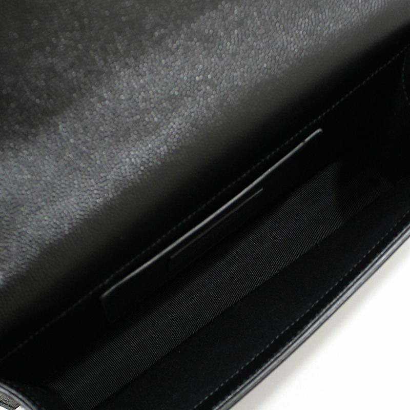 【包稅】SAINT LAURENT 400409 黑色魚子醬金色字母組合手拿包-9