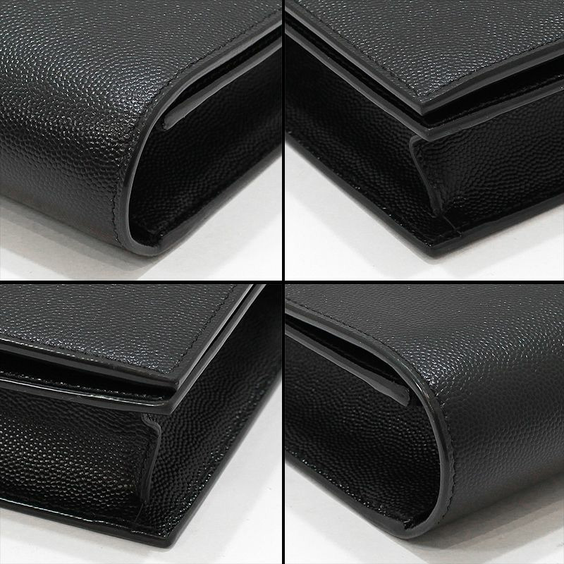 【包稅】SAINT LAURENT 400409 黑色魚子醬金色字母組合手拿包-10