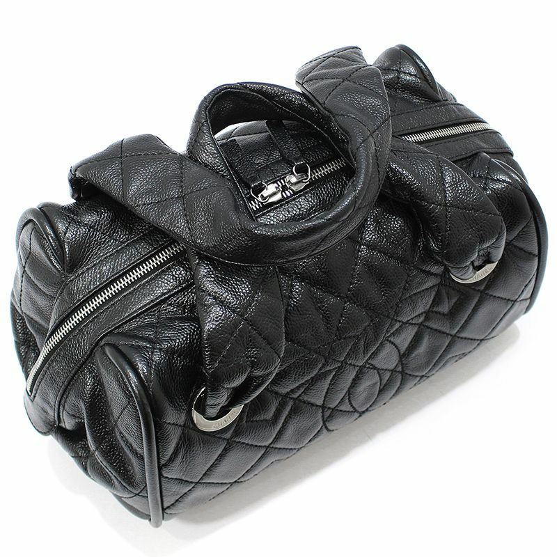 【包稅】CHANEL 黑色魚子醬銀色永恆保齡球包手提包-5