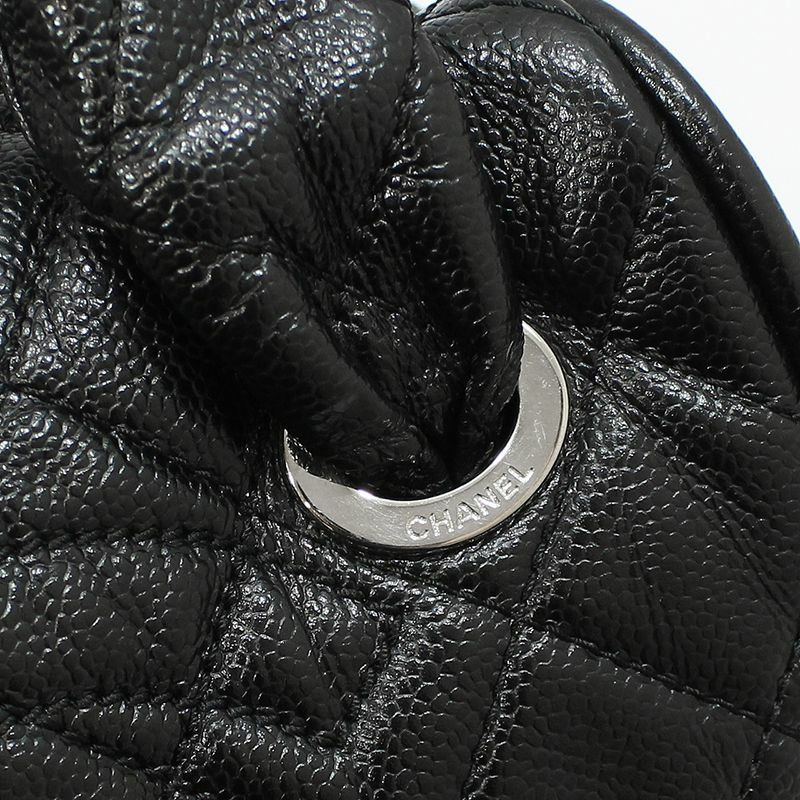 【包稅】CHANEL 黑色魚子醬銀色永恆保齡球包手提包-6