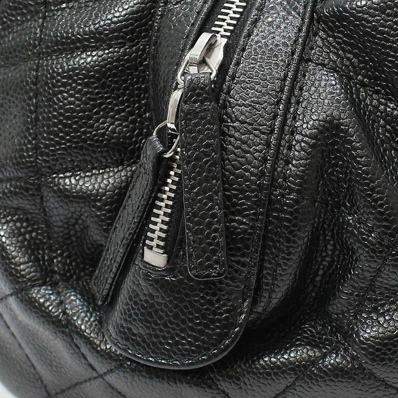 【包稅】CHANEL 黑色魚子醬銀色永恆保齡球包手提包-7