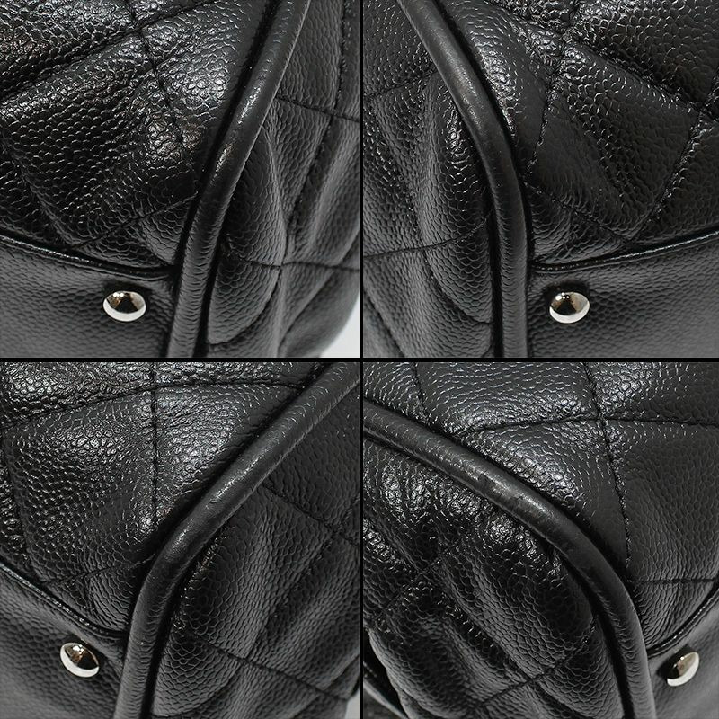 【包稅】CHANEL 黑色魚子醬銀色永恆保齡球包手提包-11