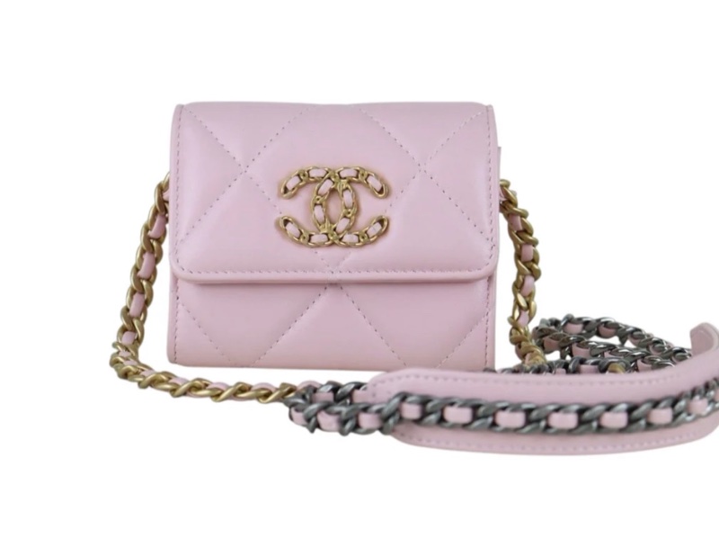 「JL精品代購」98新 Chanel 香奈兒 粉Mini 19Bag-1