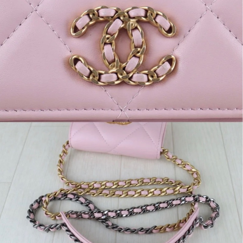 「JL精品代購」98新 Chanel 香奈兒 粉Mini 19Bag-6