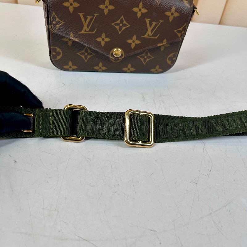 LV路易威登 felicie 新款三合一 老花綠色肩帶 芯片款 顏色氣質顯白 經典款-19