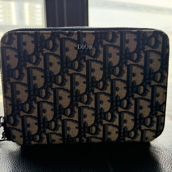 Dior Oblique 緹花 拉鍊手拿包附肩背帶-0