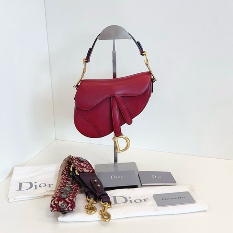 Dior Saddle 紅金馬鞍包