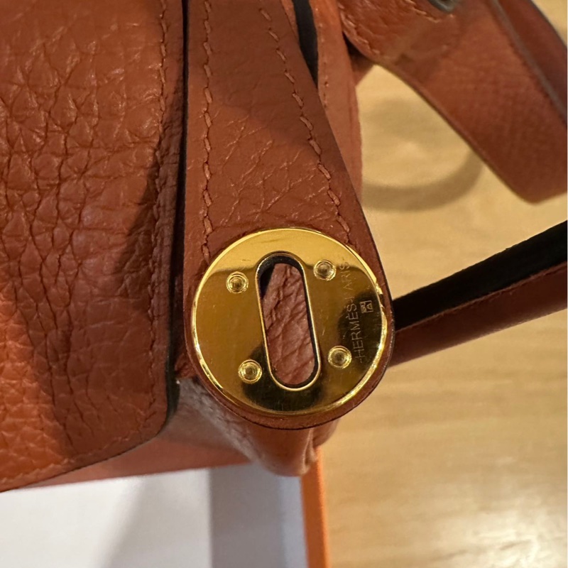 🌈Hermes🌟Mini Lindy一代🧡6C南瓜色金扣🧡有盒有單🌈98新🌟TC皮🌟愛馬仕🌟-2