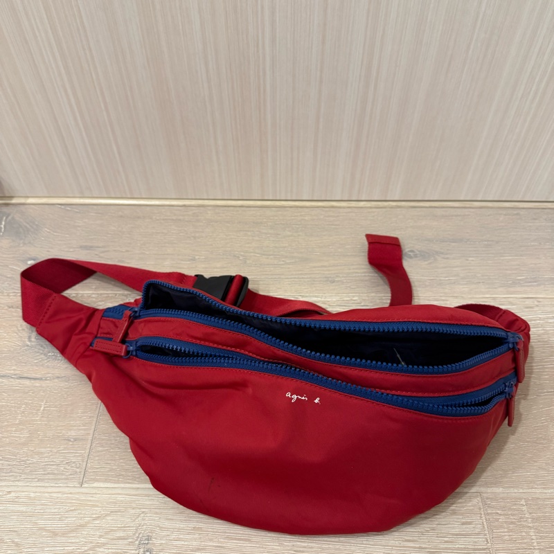 agnes b. Voyage紅色雙層尼龍腰包-2