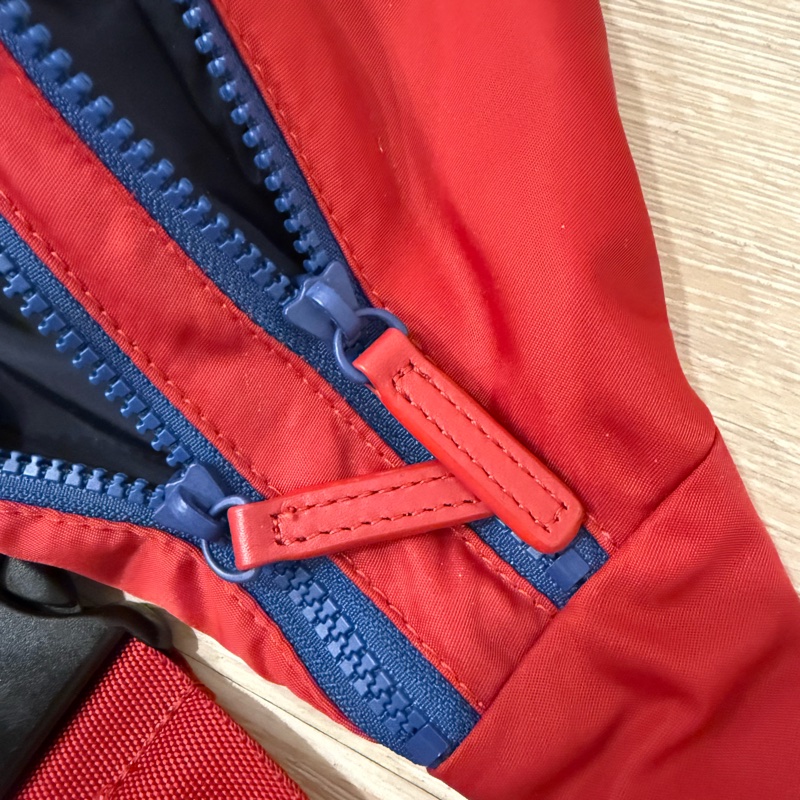 agnes b. Voyage紅色雙層尼龍腰包-4