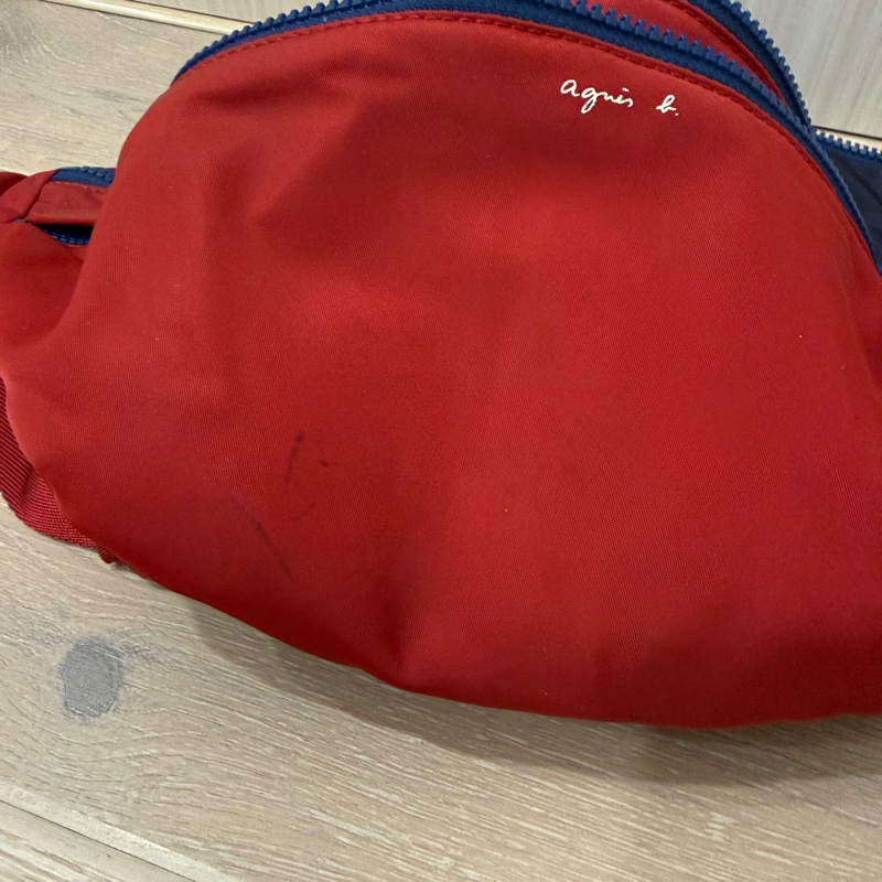 agnes b. Voyage紅色雙層尼龍腰包-12