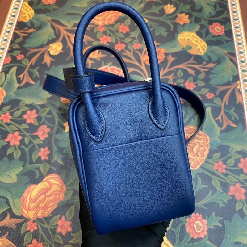 🌈Hermes💙Mini Lindy一代💙寶石藍拼法國藍銀扣🌟98.5新🌟Swift皮🌟愛馬仕🌟-2