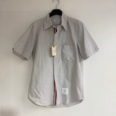 Thom Browne 男款 牛津布 灰色 短袖襯衫 #1 2 3