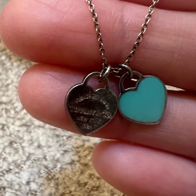 Tifffany &Co雙色愛心銀項鍊-3